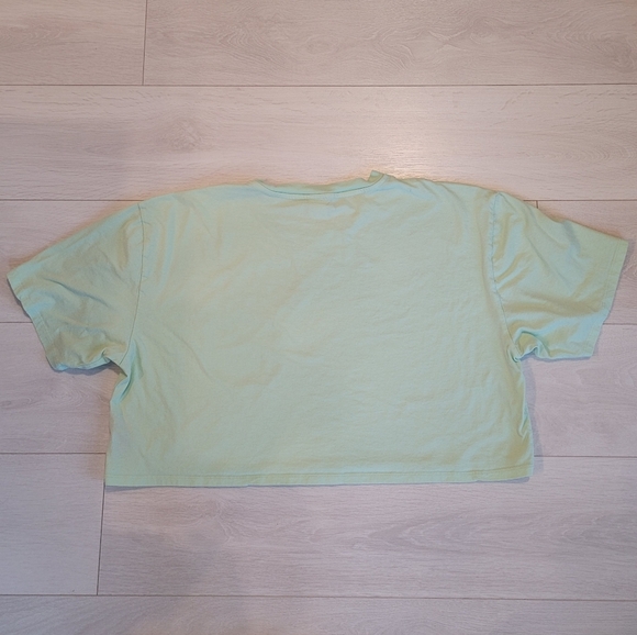 Aritzia TNA Cropped Cotton T-shirt Size 3 Lime Green - Picture 3 of 3